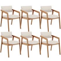 Kit 06 Cadeiras Para Sala de Jantar Estar Living Giorgia L02 Linho Cru - Lyam Decor