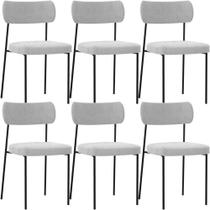 Kit 06 Cadeiras Para Sala De Jantar L02 Bouclê Cinza Kit 06 Cadeiras Para Sala De Jantar L02 Bouclê Cinza