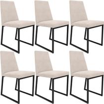 Kit 06 Cadeiras Para Sala De Jantar L02 Suede Bege