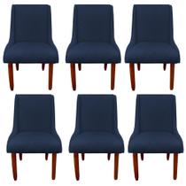 Kit 06 Cadeiras Para Sala de Jantar Lizz Pés Palito Veludo Azul Marinho - D'Classe Decor