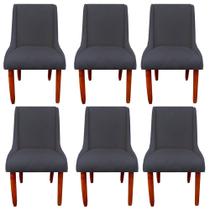 Kit 06 Cadeiras Para Sala de Jantar Lizz Pés Palito Veludo Grafite - D'Classe Decor