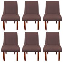 Kit 06 Cadeiras Para Sala de Jantar Lizz Pés Palito Veludo Rosê - D'Classe Decor