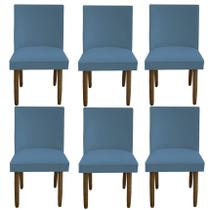 Kit 06 Cadeiras Para Sala De Jantar Tóquio Pés palito Suede Azul Turquesa - D'Classe Decor