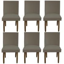 Kit 06 Cadeiras Para Sala De Jantar Tóquio Pés palito Suede Marrom Rato - D'Classe Decor