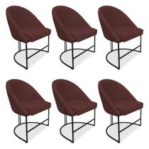 Kit 06 Cadeiras Poltrona de Jantar Bela Suede Marsala Base Metálica Industrial Preto - Pallazio