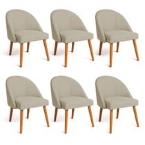 Kit 06 Cadeiras Poltrona de Jantar Luna Suede Pés Palito Castanho - Pallazio