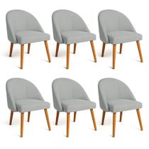 Kit 06 Cadeiras Poltrona de Jantar Luna Suede Pés Palito Castanho - Pallazio