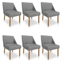 Kit 06 Cadeiras Poltrona Juliana Suede Pés Palito Castanho - Pallazio