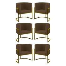 Kit 06 Cadeiras Poltrona Lua Gold para Sala Quarto Balaqui