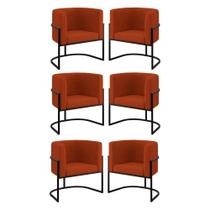 Kit 06 Cadeiras Poltrona Lua Preto para Sala Quarto Balaqui