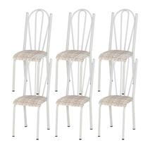 Kit 06 Cadeiras Tubular Branca 021 Assento Rattan Kit 06 Cadeiras Tubular Branca 021 Assento Rattan