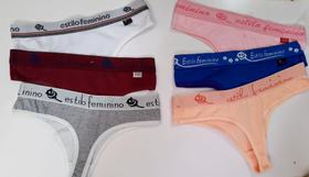 Kit 06 Calcinhas Fio Dental Em Algodão Com Cós