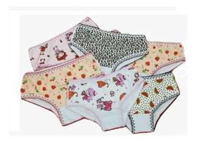 Kit 06 Calcinhas Menina Infantil De Algodão Lateral Larga
