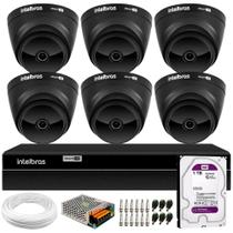 Kit 06 Câmeras Intelbras VHD 1220 Dome Black Full HD 1080p Lente 2.8mm Visão Noturna 20m + DVR Intelbras MHDX 1208 8 Canais Multi HD + HD 1TB Purple