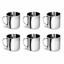 Kit 06 Caneca Inox Capacidade 200ml N7 Tomar Café Leite Servir Liso