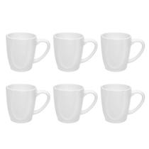 Kit 06 Canecas Porcelana Oxford Ryo White 260ml Café Chá Conjunto Completo