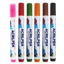 Kit 06 Canetas Marcador Para Tecido Acrilpen Colorida - Acrilex Kit 06 Canetas Marcador Para Tecido Acrilpen Colorida - Acrilex