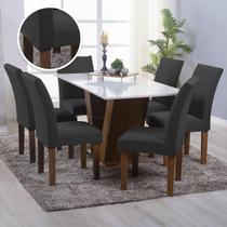 Kit 06 Capa Cadeira Estofadas Protetor Tecido Malha Gel Spandex Coladinha Mesa Jantar 6 Lugares Com Elastico