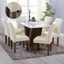 Kit 06 Capa Cadeira Estofadas Protetor Tecido Malha Gel Spandex Coladinha Mesa Jantar 6 Lugares Com Elastico - F.V Enxovais Kit 06 Capa Cadeira Estofadas Protetor Tecido Malha Gel Spandex Coladinha Mesa Jantar 6 Lugares Com Elastico - F.V Enxovais