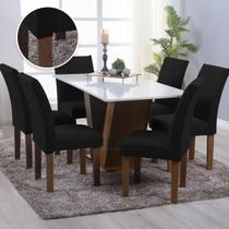 Kit 06 Capa Cadeira Estofadas Protetor Tecido Malha Gel Spandex Coladinha Mesa Jantar 6 Lugares Com Elastico