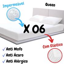 Kit 06 Capa Protetora Colchão Queen Impermeável Anti Ácaro