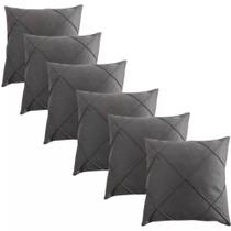 Kit 06 Capas de Almofada Suede Drapeada 45x45cm Decorativas Sala Quarto Sofá
