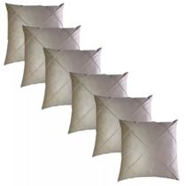 Kit 06 Capas de Almofada Suede Drapeada 45x45cm Decorativas Sala Quarto Sofá
