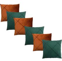 Kit 06 Capas de Almofada Suede Drapeada 45x45cm Decorativas Sala Quarto Sofá