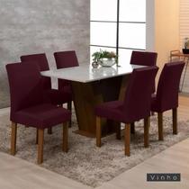 Kit 06 Capas De Cadeira Jantar Cozinha Lisa Com Elástico