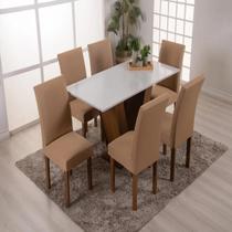 Kit 06 Capas De Cadeira Jantar Cozinha Lisa Com Elástico