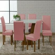 Kit 06 Capas De Cadeira Jantar Cozinha Lisa Com Elástico
