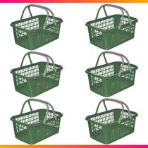 Kit 06 Cesta Cestinha Plástica Supermercado c/ Alça 09L Kit 06 Cesta Cestinha Plástica Supermercado c/ Alça 09L