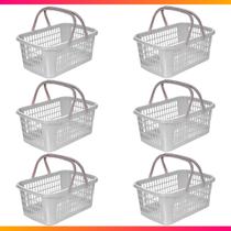 Kit 06 Cesta Cestinha Plástica Supermercado c/ Alça 09L Kit 06 Cesta Cestinha Plástica Supermercado c/ Alça 09L