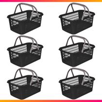 Kit 06 Cesta Cestinha Plástica Supermercado c/ Alça 09L Kit 06 Cesta Cestinha Plástica Supermercado c/ Alça 09L