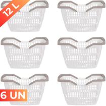 Kit 06 Cesta Cestinha Plástica Supermercado c/ Alça 12L Kit 06 Cesta Cestinha Plástica Supermercado c/ Alça 12L
