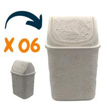 Kit 06 Cesto de Lixo Basculante Lixeira de Pia 4,5 L Branco