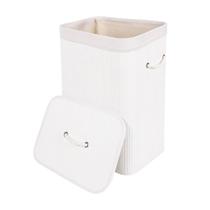 Kit 06 Cestos de Bambu 70 Litros Branco Forrado Alça e Tampa Kit 06 Cestos de Bambu 70 Litros Branco Forrado Alça e Tampa