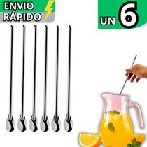 Kit 06 Colher Para Suco Bailarina em Inox Barman Drinks Caipirinha Colher Grande Para Jarras
