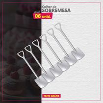 Kit 06 Colheres de Sobremesa Inox Pá Quadrada Kit 06 Colheres de Sobremesa Inox Pá Quadrada