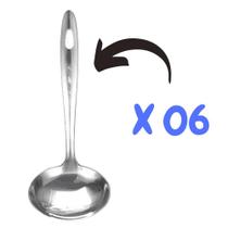 Kit 06 Concha Para Feijão Sopas Molho Caldo Cremes Inox - SQ - Só Qualidade