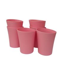 Kit 06 Copos Plastico Duro Resistente Bebidas 300Ml Rosa