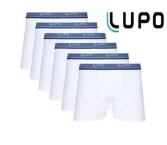 Kit 06 Cueca Boxer Lupo Sunga Box Algodão Masculina Atacado Branca