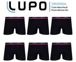 Kit 06 Cueca Boxer Lupo Sunga Box Algodão Masculina Atacado Preta