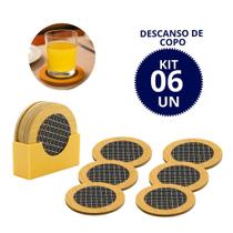 Kit 06 Descanso de Copo em Bambu com Dissipador de Calor Com Suporte Kit 06 Descanso de Copo em Bambu com Dissipador de Calor Com Suporte