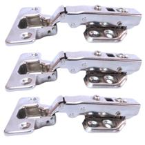 Kit 06 Dobradiças Inox Reta Amortecedor Click Porta Armário