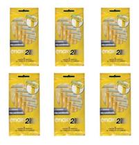 Kit 06 enox aparelho barbear c/5 unid lamina amarelo 1755