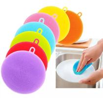 Kit 06 Esponjas Silicone Antibacteriana Bucha Louça Cozinha