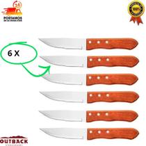 kit 06 Facas Para Churrasco 6 Pçs Jumbo Wooden