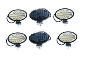Kit 06 Farol Led 144W Oval Caminhão Maquina Agrícola Trator