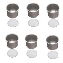 Kit 06 Forma Redonda Fundo Falso 10X10 cm oara Mini Panetone e Mini Bolo Alumínio